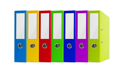 Colorful office folders isolated on white