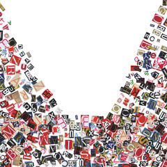 frame, made of newspaper letters, isolated on white