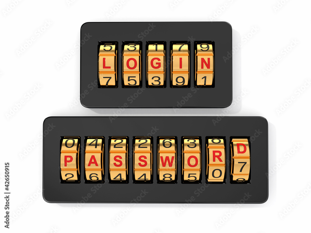 Aufkleber Login and  password as a combination system access