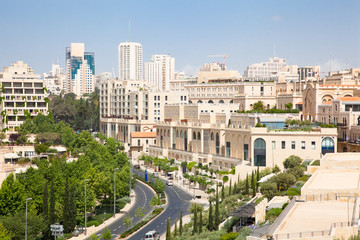 Jerusalem modern quarter near old city area.