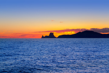 Ibiza island sunset with Es Vedra in background