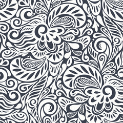 Seamless abstract curly floral pattern