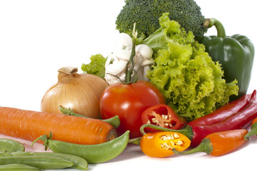 fresh vegetables on the white background