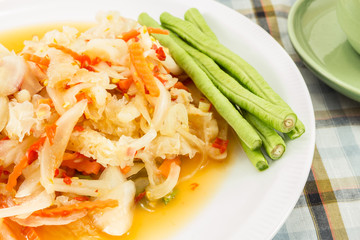 spicy mushroom and chicken leg salad