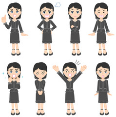 ブラックフォーマルを着た女性のポーズ集