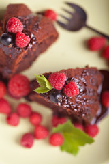 Beautiful chocolate cake with fresh berry