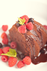 beautiful chocolate cake with fresh berry