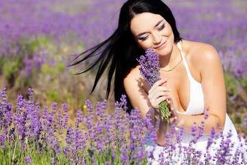 Woman on lavender field