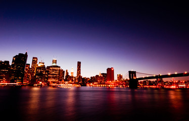 Obraz na płótnie Canvas Manhattan and Brooklyn bridge with Night landscape