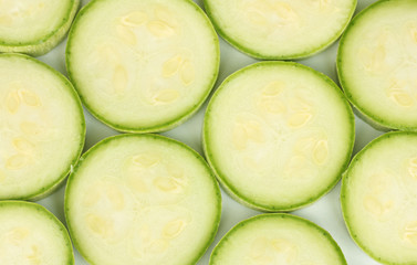 pieces of squash background on white close-up