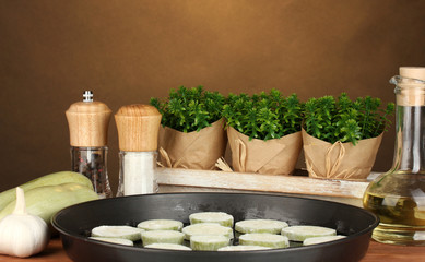 sliced squash in a pan