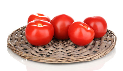 Ripe red tomatoes isolated on white