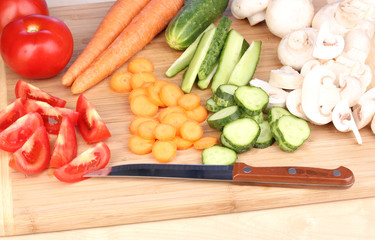 Food ingredients on chopping board