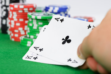 cards winning combination in Black Jack  in hand