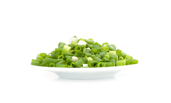 chopped green onions on a plate