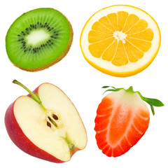 Fruit slices isolated on white