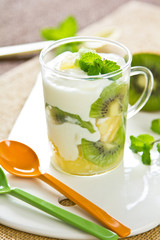 Kiwi and Pineapple with yogurt