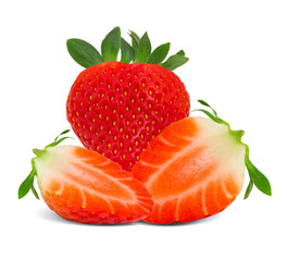 Strawberry with slices isolated on white