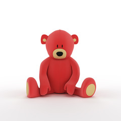 plush red teddy bear isolated on white background