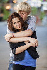 Fototapeta premium Young teen couple on the street