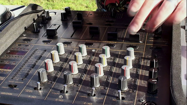 DJ console at the open air party.