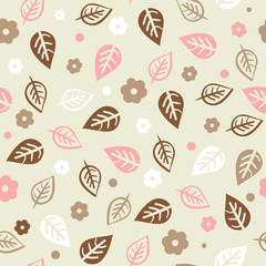 Floral seamless pattern with flowers and leaves