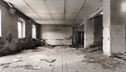 Old soviet barrack detail, the abandoned rest of the movie room.