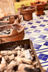 Embers  prepared for cooking in tajine