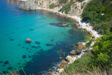 Blue bay, coastline at cape Fiolent