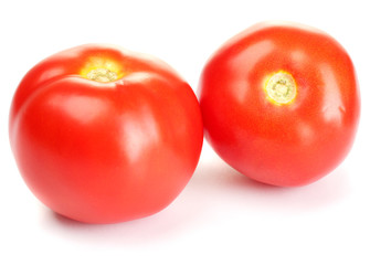 Ripe red tomatoes isolated on white