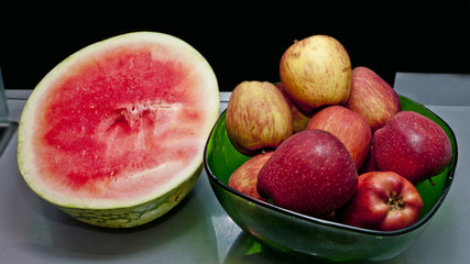 Watermelon and apples