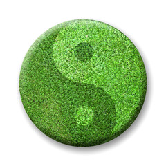 ying yang badge with grass texture