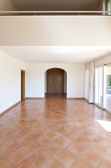interior home, empty room with terracotta floor