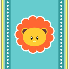 A greeting card with cute lion face