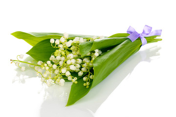Bouquet of may-lilies isolated on white