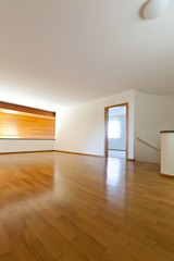 new classic house, interior, empty room with wooden floor