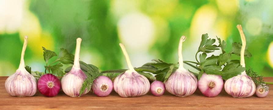 young garlic and onion