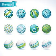 Set of vector abstract globe icons