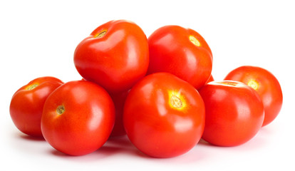 Ripe red tomatoes isolated on white