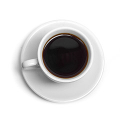 Perfect white coffee cup with steam isolated on white