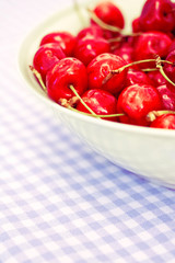 bowl of red ripe cherries