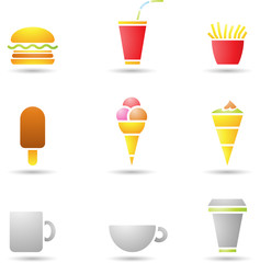 ice cream, coffee and fast food icons