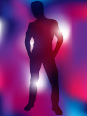 Obraz na płótnie Canvas Sexy Boy Silhouette on Colorful Background