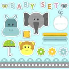A set of babyish scrapbook elements