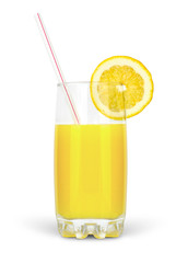 juice in glass with straw and lime