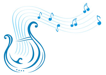 Design with music notes and lyre on illustration