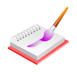 vector icon sketchbook and brush