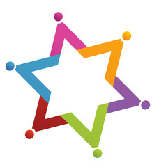 Teamwork star people logo vector