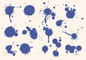 Vector set of drawn ink stains collection isolated