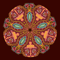 ornamental round lace pattern, circle background with many detai